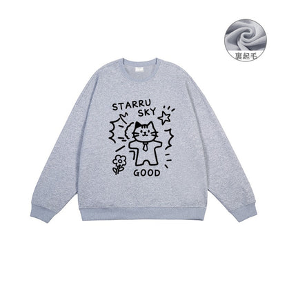 全7色【トップス】🐾子猫柄 クルーネック スウェット ユニセックス 秋冬 ゆったり かわいい パーカー【FCシリーズ】