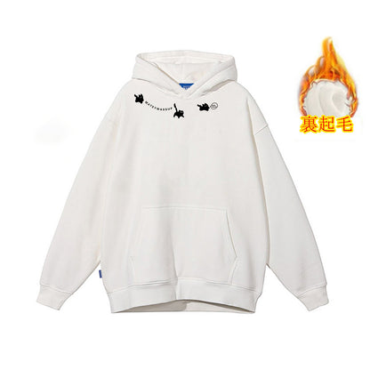 6カラー【トップス】😻猫プリント 子猫 フード付き スウェット ユニセックス 冬 裏起毛 パーカー【FCシリーズ】