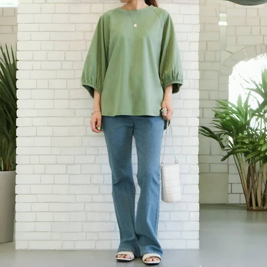 【トップス】夏 ラウンドネック パフスリーブ タンクトップ Ｔシャツ