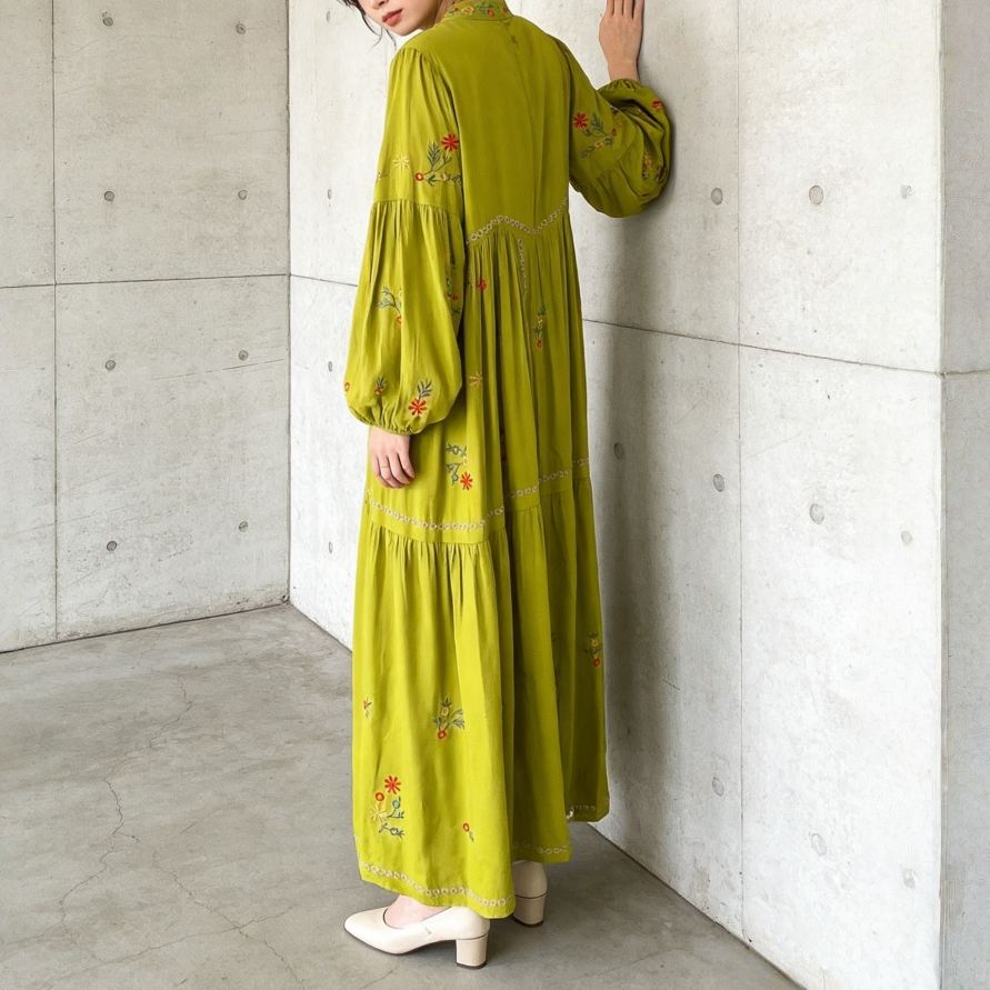 【60%OFF⭐️早い者勝ち】【ワンピース】刺繍 バルーンスリーブ エレガント 長袖 ワンピース 【SHシリーズ】