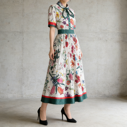 【ワンピース】夏新作 フレンチレトロ 人気半袖モデル リボン付き ウエストマーク 百褶 花柄 シフォン ワンピース レディース
【SHシリーズ】