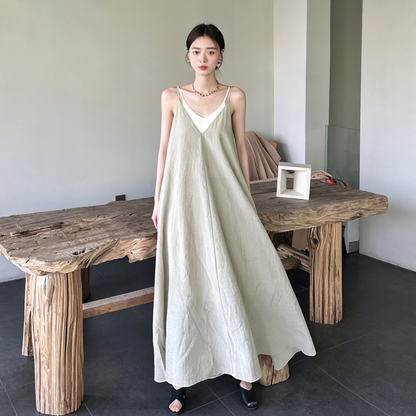 吊帶洋裝兩件套｜內搭背心＋長洋裝