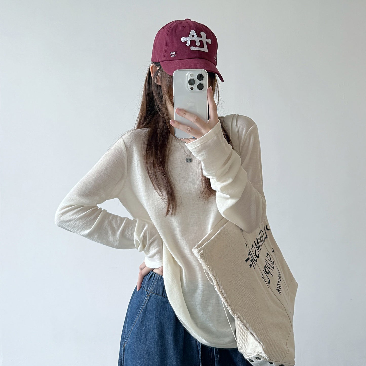 【トップス】ウールクルーネックトップス レディース サイドシームレス 長袖 ミニマルデザイン Ｔシャツ【FCシリーズ】