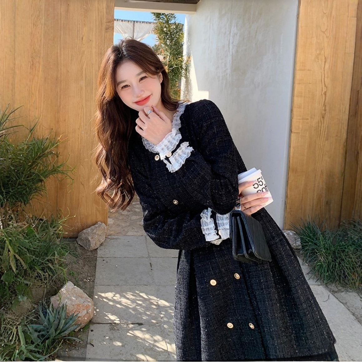 【ワンピース】春 秋 冬 フレンチスタイル 高級感 大人可愛い 着痩せ 気質よい 長袖ワンピース【JZシリーズ】