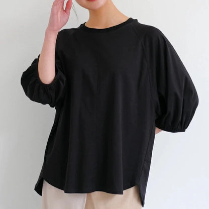 【トップス】夏 ラウンドネック パフスリーブ タンクトップ Ｔシャツ