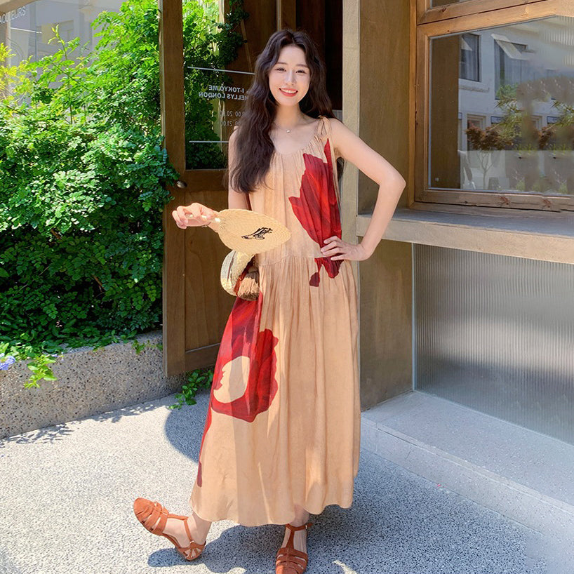 🔥爆売れ中【ワンピース】夏 リゾート風 ゆったりシルエット ノースリーブワンピース【SHシリーズ】