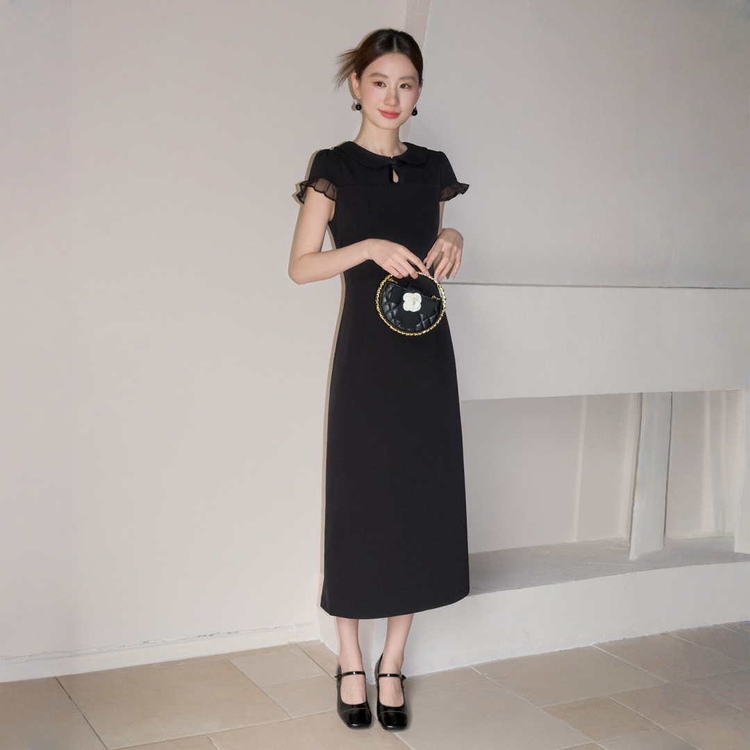 【ワンピース】夏 チュール エレガント フリル 半袖 ワンピース 【SNシリーズ】