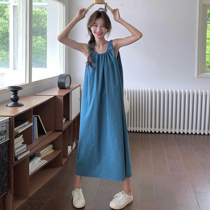 【ワンピース】フレンチレトロ キャミワンピース ノースリーブ 気質漂う ゆる可愛いリラックス感