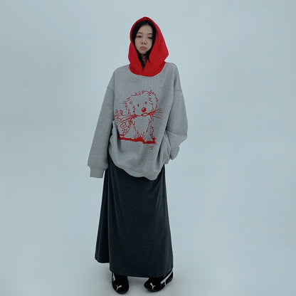 【トップス】裏起毛 春 秋 冬 カートゥーン レトロ フード付き パーカー 【FCシリーズ】