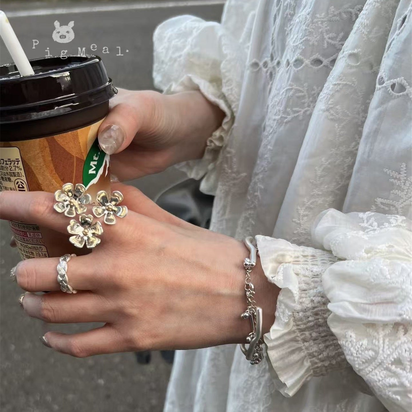 【グッズ】春 夏 秋 冬 金銀ミックスカラー ヴィンテージ感 フラワーリング 【JZシリーズ】