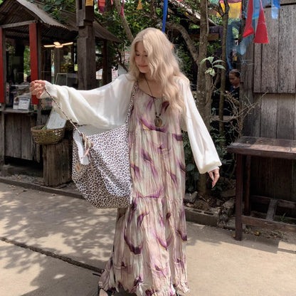 【ワンピース】気質感 漂染風 スイート＆若見え リゾート ノースリーブワンピース【SHシリーズ】