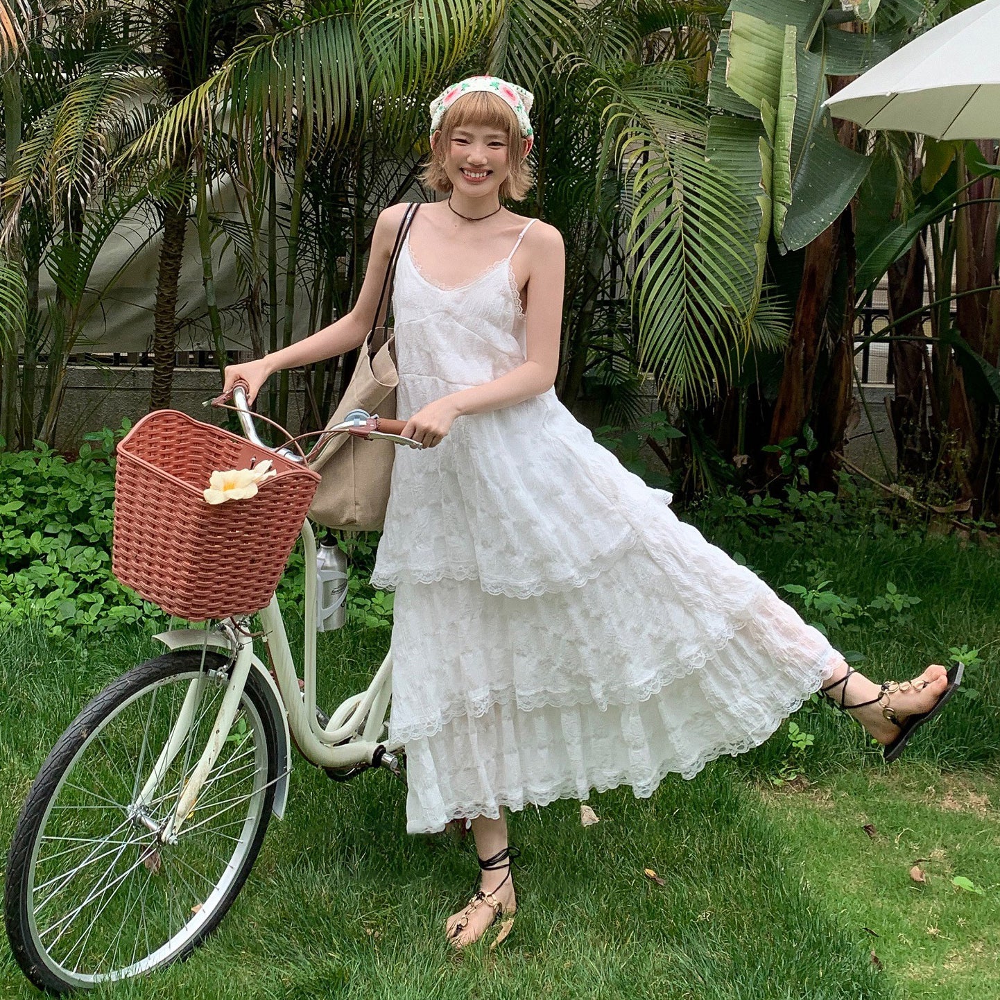 【ワンピース】レース Vネック アンダートレンドフェアリーワンピース ノースリーブワンピース【JZシリーズ】