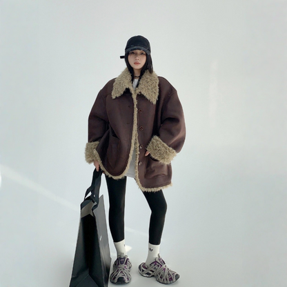 【アウター】春 秋 冬 ムートン調 リバーシブル仕様 ボア 保温 ヴィンテージ風 ジャケット 【FCシリーズ】