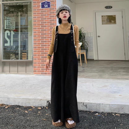 【ボトムス】秋冬新作 コーデュロイ サロペット レディース ゆったり オーバーサイズ ワイドパンツ オールインワン【JZシリーズ】