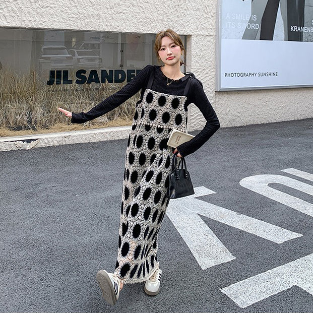 2点セット！【セットアップ】上品ベロア刺繍キャミワンピース＆トップスセット レディース 春秋 大人可愛い【SHシリーズ】【JZシリーズ】