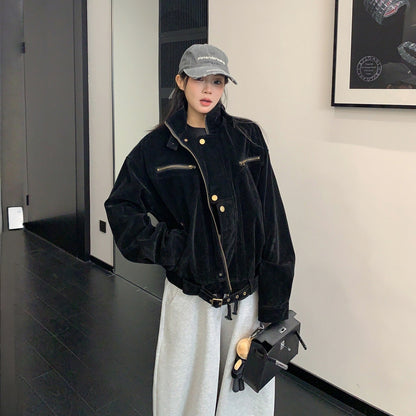 【アウター】アメリカン ショート丈 スタンドカラー ジャケット【FCシリーズ】