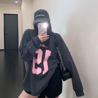 【トップス】スポーティーなユニフォーム風長袖Tシャツ レディース 初秋 ゆったり こなれ感【FCシリーズ】