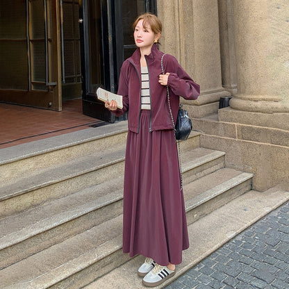 2点セット！【ワンピース】ワーク風 レディース トレンド 高見え OOTDコーデ スカート付き 上下セット 若見えカジュアル【JZシリーズ】