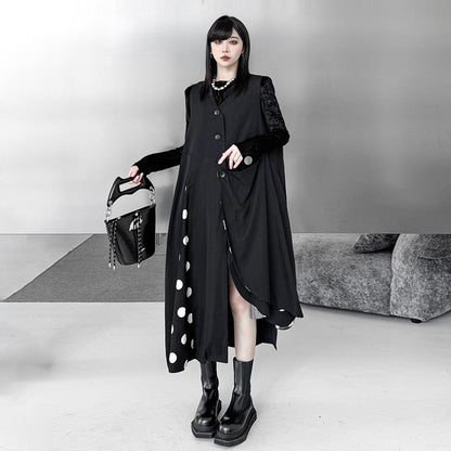 【トップス】不規則デザイン ドット柄 ロングベスト レディース 春秋 新作 ファッション【AHシリーズ】