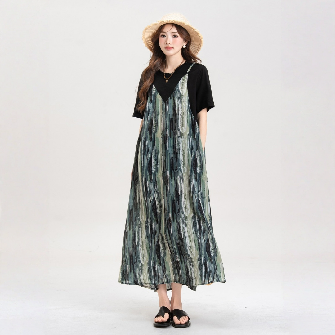 【ワンピース】マンボグリーン マンボグリーン レイヤード風 ワンピース 【SHシリーズ】