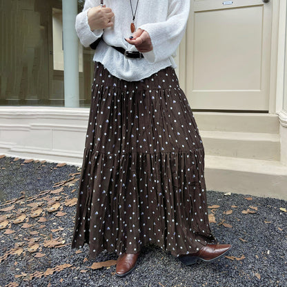 【ボトムス】レトロ風 初秋新作 ハイウエスト スリム見え 切り替え 花柄プリーツ デザイン性スカート【SHシリーズ】