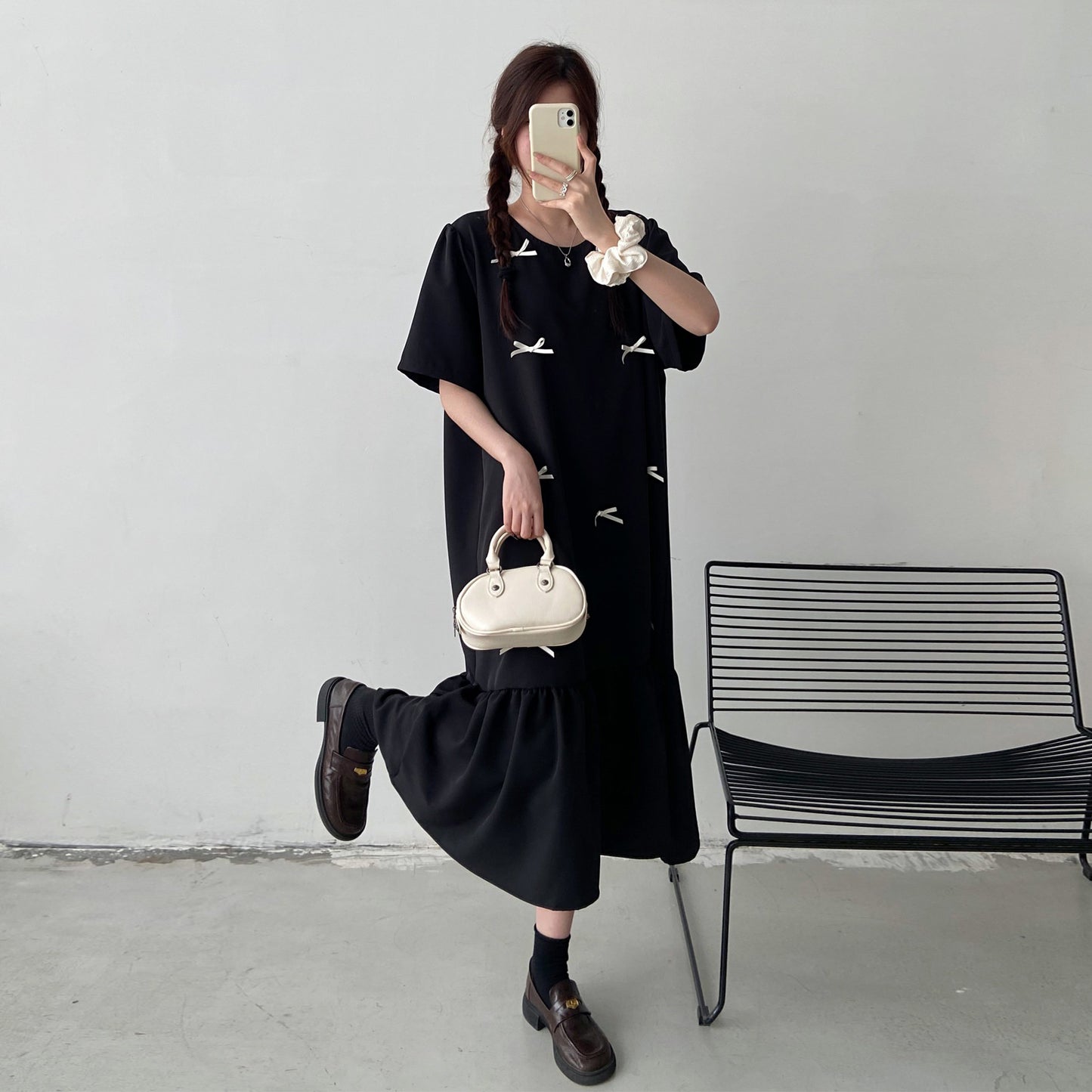 【ワンピース】体型カバー切替ワンピース レディース 夏 ゆったりシルエット お腹周りカバー 着痩せ 半袖 Aラインワンピース【JZシリーズ】