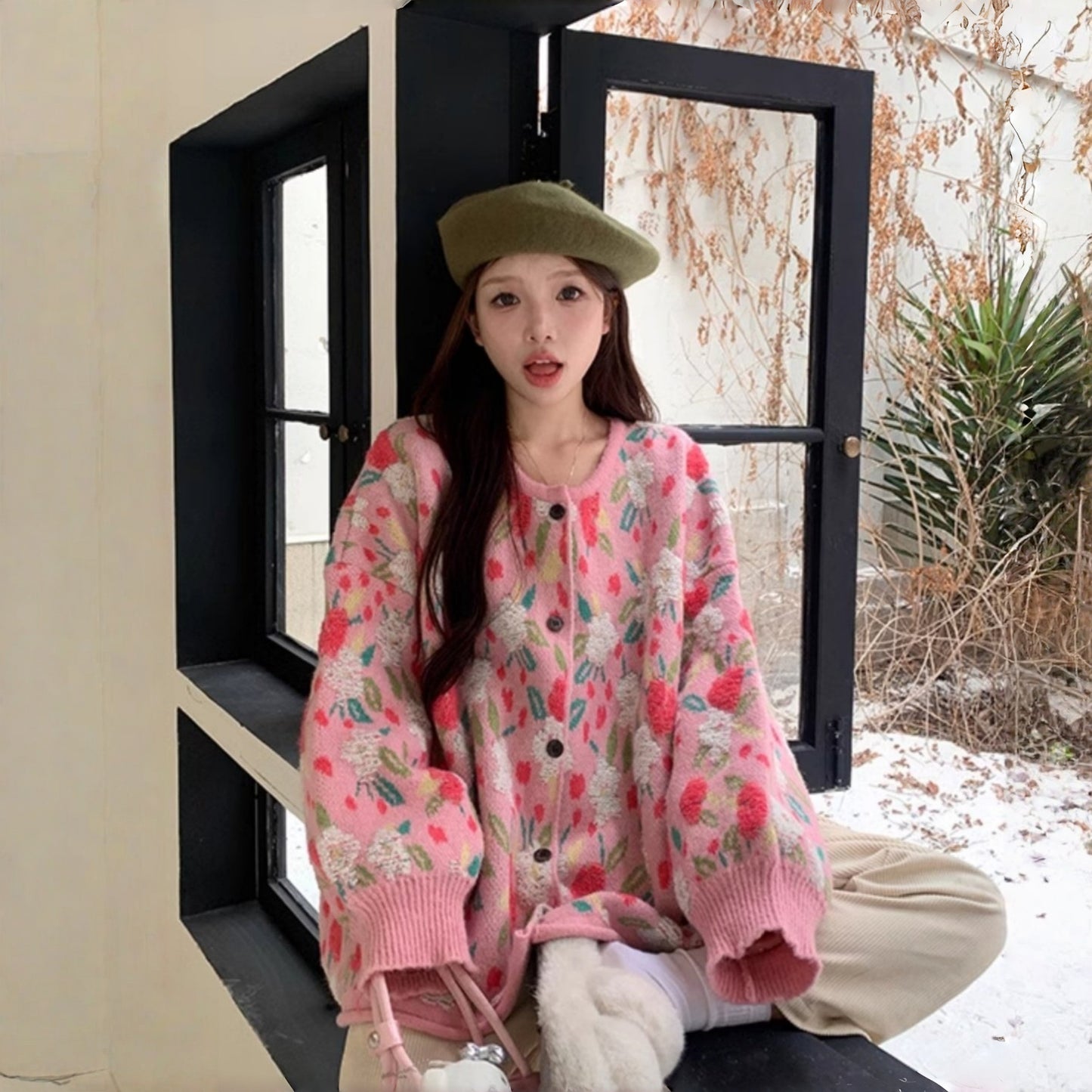 【アウター】高級感 スウィート プラスサイズ 花柄 合わせやすい カーディガン【SHシリーズ】