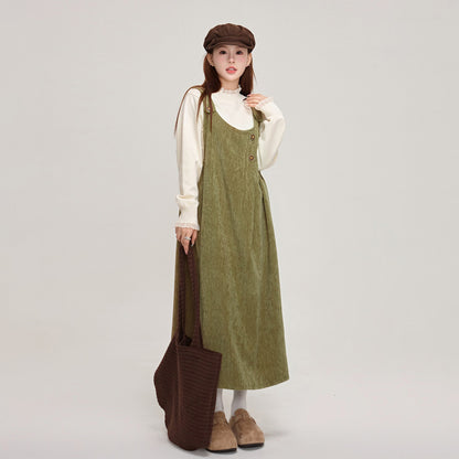 【ワンピース】✨体型カバー♡ スエード風ノースリーブワンピース  レディース 冬 Uネック ベストワンピ【JZシリーズ】