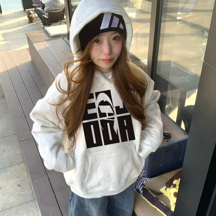 S~3XL【トップス】韓国風 ロゴ パーカー フード付き レディース 裏起毛 秋冬 ゆったり【FCシリーズ】
