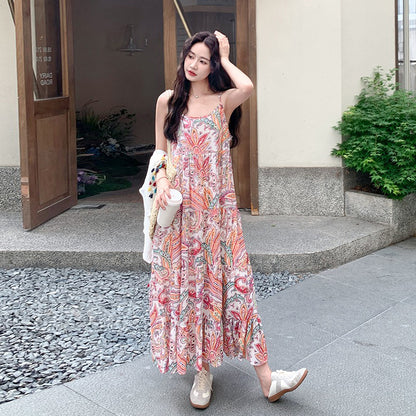 2点セット！【セットアップ】ボヘミアンレース刺繍シアーカーデ＋花柄ノースリーブワンピース レイヤード風上下セット【SHシリーズ】