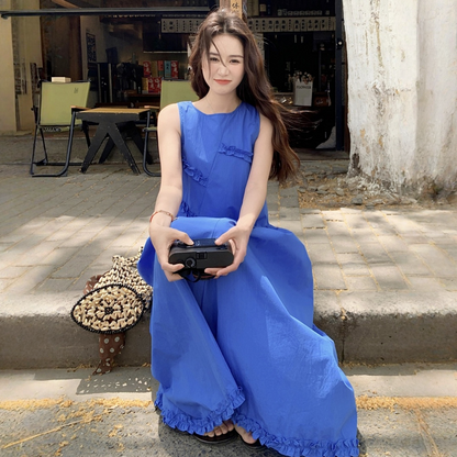 【ワンピース】切替 リゾート風 ノースリーブ タンクワンピース 【JZシリーズ】