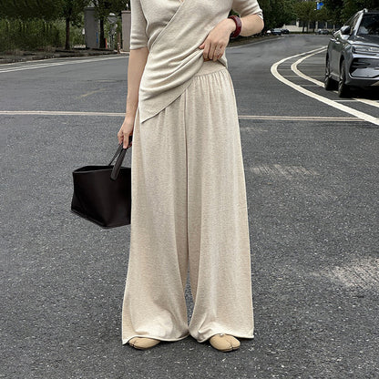 【ボトムス】ウール ゆったり細見えニットワイドパンツ レディース リラックス感たっぷり ロングパンツ【JZシリーズ】