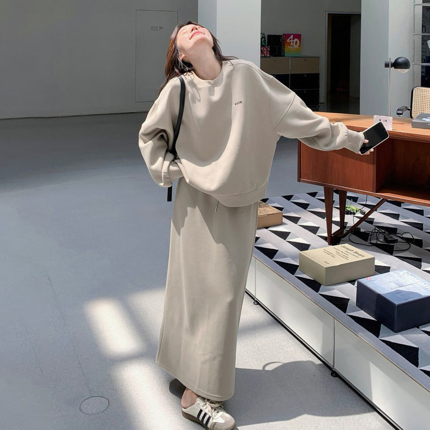 2点セット！【セットアップ】カジュアル 韓国風 ゆる感 高級感 パーカー+スカート 上下セット【JZシリーズ】