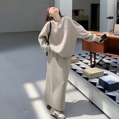 2点セット！【セットアップ】カジュアル 韓国風 ゆる感 高級感 パーカー+スカート 上下セット【JZシリーズ】