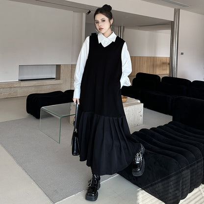 【ワンピース】春 秋 冬 Vネック 重ね着 ノースリーブ ワンピース 【AHシリーズ】