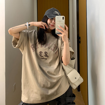 【トップス】【10～15日内発送】夏新作 アメリカンヴィンテージ風 ロゴプリント 綿100％ 半袖Tシャツ【FCシリーズ】