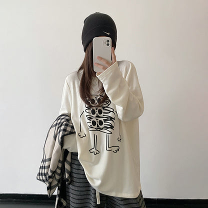 【トップス】カートゥーンプリント ルーズフィット デザイン性 インナー Ｔシャツ【FCシリーズ】