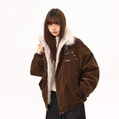 【アウター】ミラード イーグルモチーフ 中綿ジャケット ヴィンテージ風 ワーク レディース 厚手 綿入れコート【FCシリーズ】