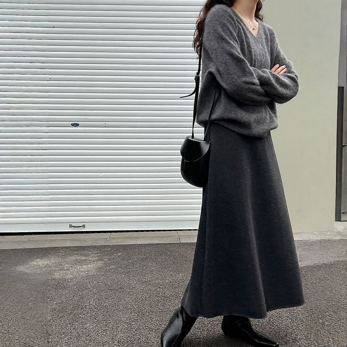 【ボトムス】落ち感 細見え ウール裏起毛  Aラインロング スカート 【JZシリーズ】