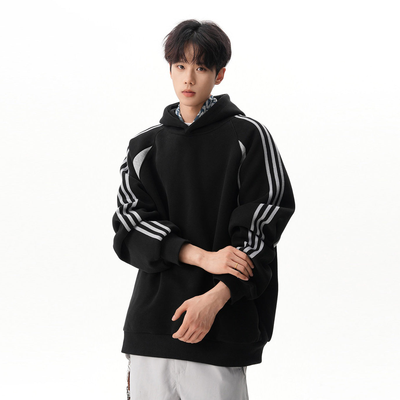 【トップス】男女兼用 ハイストリート ストライプ 配色 フード付き スウェット レディース クリーンフィット 2026春新作 スポーツ パーカー【FCシリーズ】