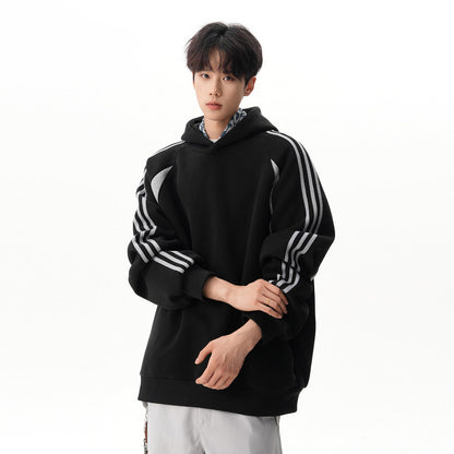 【トップス】男女兼用 ハイストリート ストライプ 配色 フード付き スウェット レディース クリーンフィット 2026春新作 スポーツ パーカー【FCシリーズ】