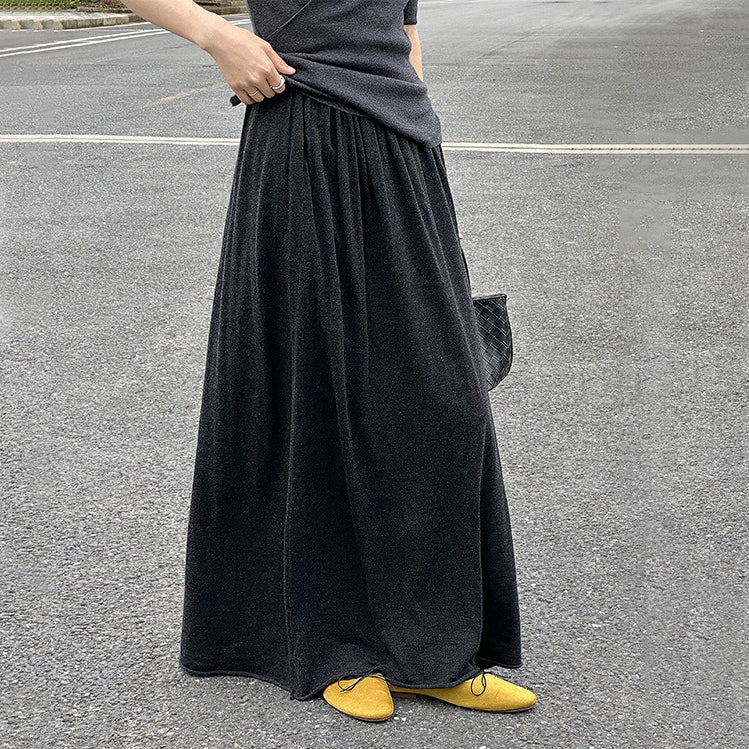 【ボトムス】ハイセンス ニットスカート レディース ウエストゴム 細見えムード感ロングスカート【JZシリーズ】