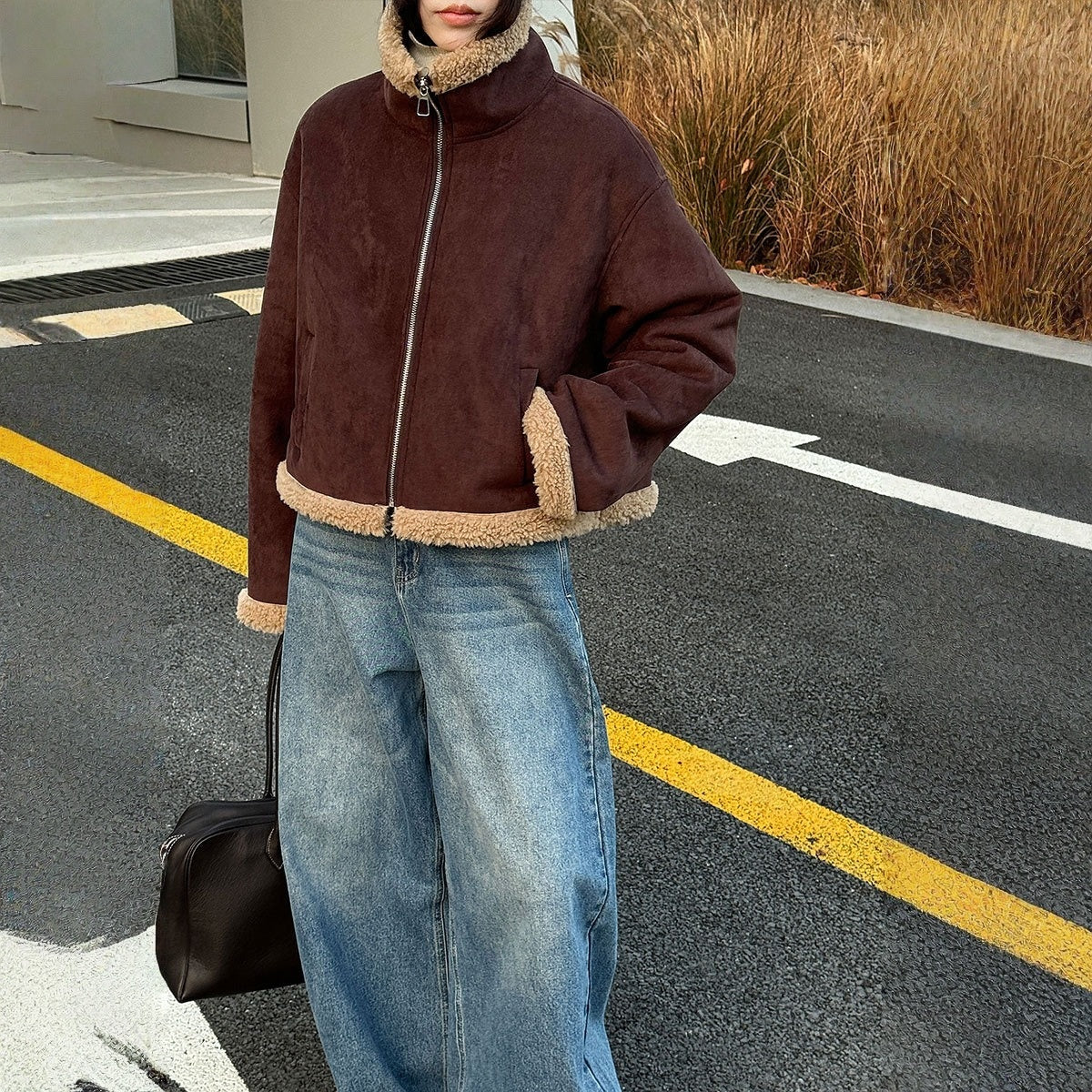 【アウター】防寒 切り替え ボア 春 秋 冬 ショート丈 ジャケット 【JZシリーズ】