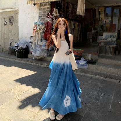 期間限定⭐️60%OFF【ワンピース】海辺 リゾート風 上品 新作 絞り染め Aライン ワンピース【SHシリーズ】