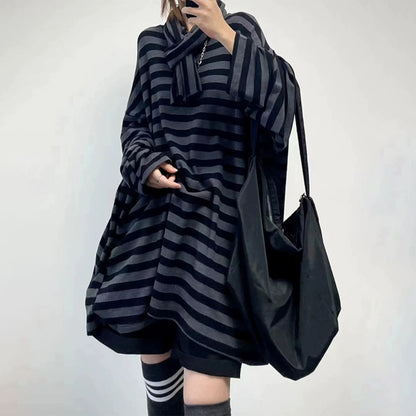 [上衣] 春秋寬鬆條紋T卹