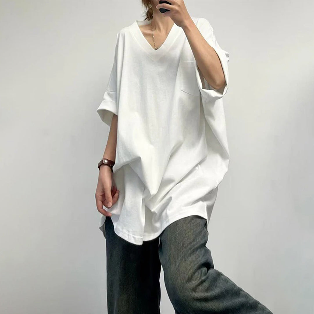 【トップス】夏 シンプル Vネック コットン100% Ｔシャツ