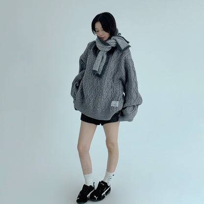 【トップス】春 秋 冬 オーバーシルエット 厚手 クルーネック ヘビーウェイト セーター 【FCシリーズ】