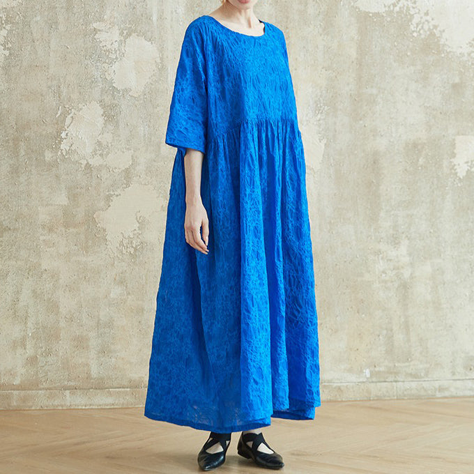 【ワンピース】シンプル ナチュラル ヴィンテージ風 フレアシルエット ゆったり 大きめサイズ バカンス用 コットン 半袖 ワンピース【JZ シリーズ】