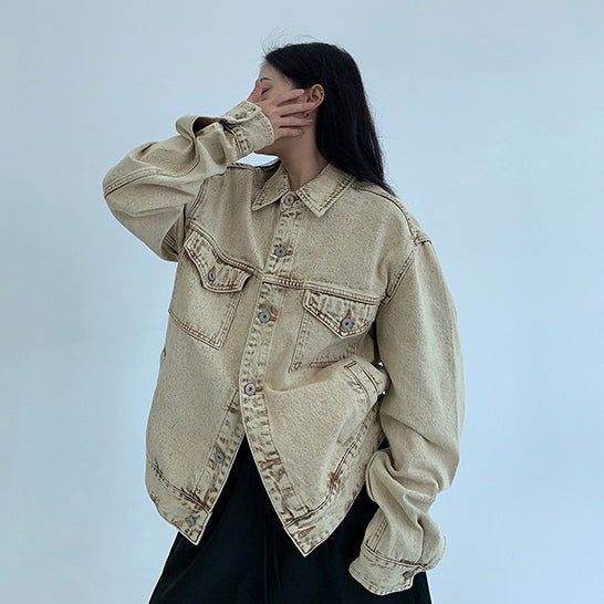 【アウター】アメリカンヴィンテージ風 ヴィンテージ加工 ショートデニムジャケット レディース【FCシリーズ】