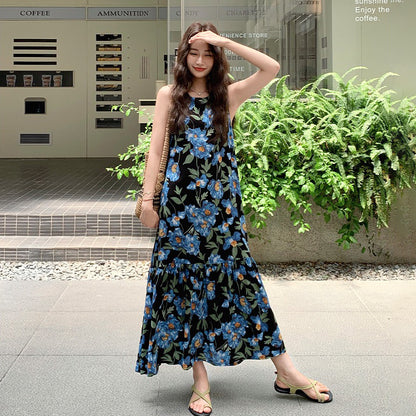 【ワンピース】フレンチリゾート風 花柄 ノースリーブワンピース 夏の気質コーデにぴったり【SHシリーズ】